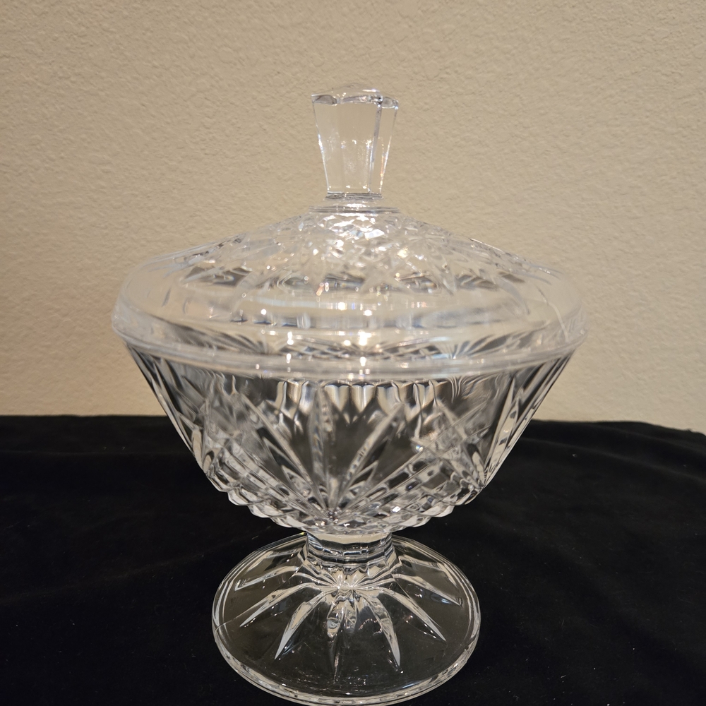 Crystal Glass Lidded Candy Bowl, Lead Crystal